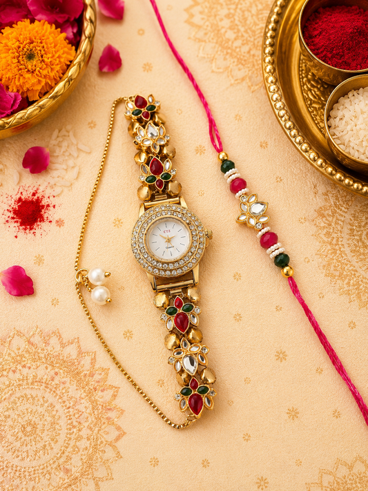 Lotus watch and rakhi