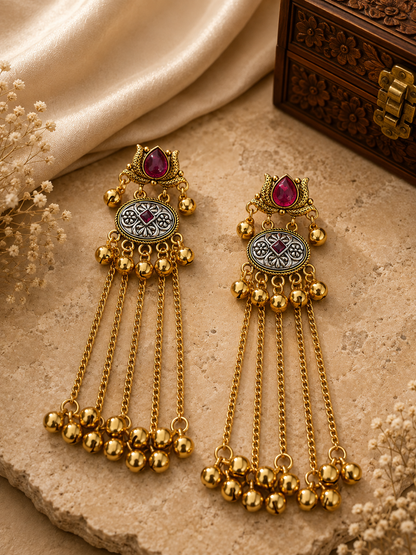 Fusiom lotus Kashmiri-inspired  earrings