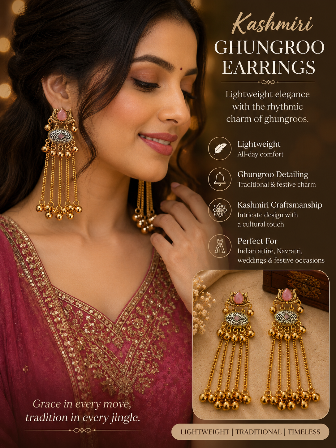 Fusiom lotus Kashmiri-inspired  earrings